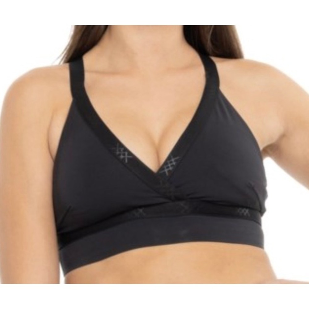 Rhone Banded Hi-Form Sports Bra Womens XS Black‎ V-Neck Adjustable Medium Impact